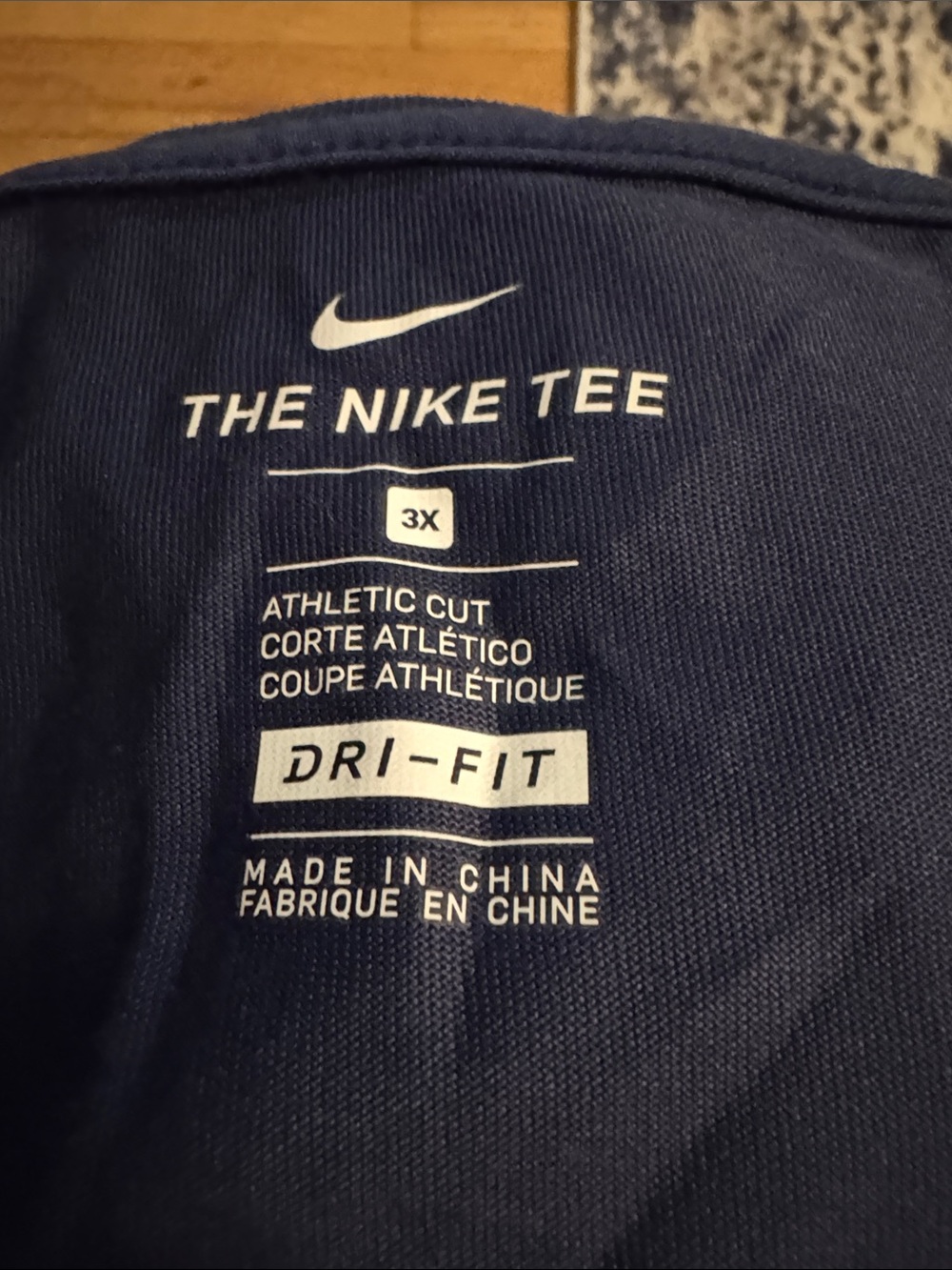 Nike Navy Blue Tee with White Swoosh - Picture 3 of 3